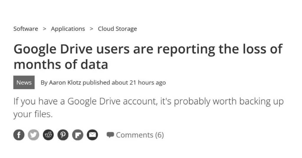 Google Drive users are reporting the loss of months of data